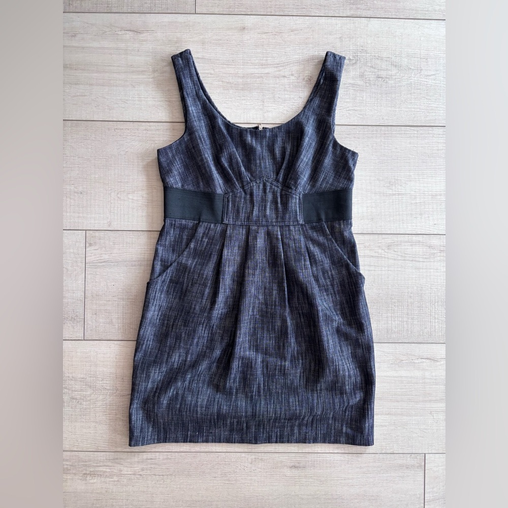 Love Culture Charcoal Sleeveless Sheath Dress with Black Waist & Pockets Size L